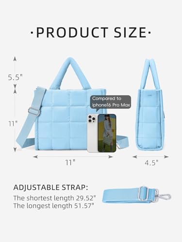 Image of WESTBRONCO Puffer Crossbody Bags for Women Quilted Tote Bag Puffy Weekender Overnight Bag Nylon Shoulder Handbag