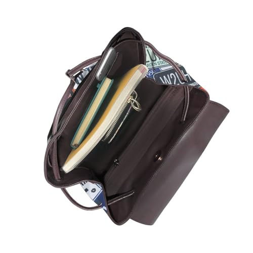 Sac à dos en cuir noir imprimé pour ordinateur portable femme EdWal - 4