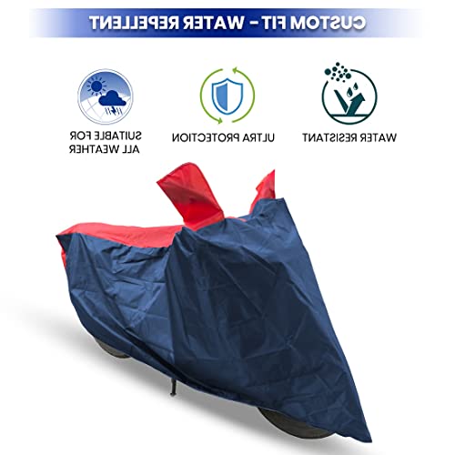 Image of Hunter 350 Two Wheeler Bike Cover Accessories - Dustproof - UV Protection - Premium Bike Cover Blue Red