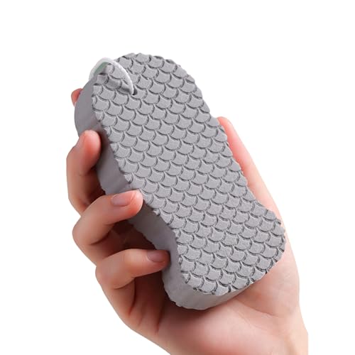 垢すりスポンジ 海綿 やわらか シャワーブラシ 柔らかい 垢すりやさ サウナ クレンジング 入浴グッズ 汚れ落とし 男女兼用/大人兼用 お風呂用 ボディ用 入浴用品 バス用品 グレー