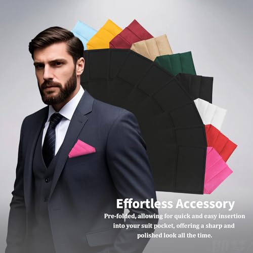 Image of Mens Pre-Folded Pocket Squares on Card Pocket Handkerchief for Suit Accessories