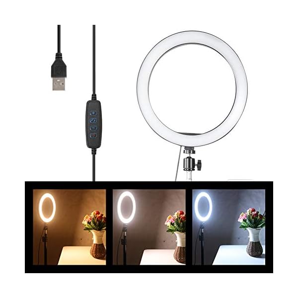 Yagosodee 10- Zoll- Dimmable- LED- Ring- Fülllicht- USB- Kamera- Videogellampe mit 1. 2M- Stativ- Telefon- Clip- Set – Bild 5