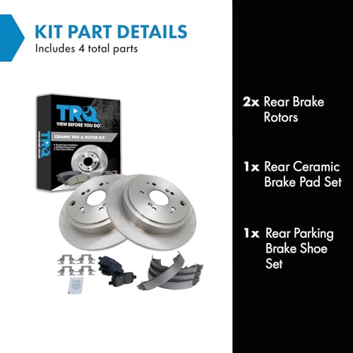 Image of TRQ Rear Brake Pad and Rotor Set Ceramic Compatible with 2003-2008 Honda Pilot