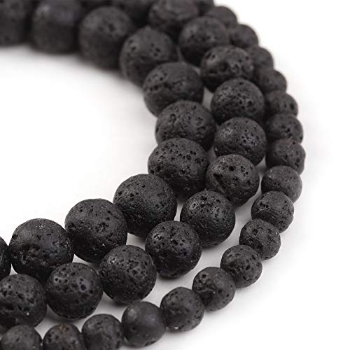 Image of Natural Stone Beads 6mm Black Lava Polished Round Smooth Gemstone Beads for Jewelry Making 15 Inch(Black Lava,6mm)