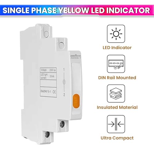Image of amiciSense Ultra-Compact 230VAC Phase Indicator - Only 1cm Wide, Yellow LED Indicator for Quick & Accurate Phase Monitoring