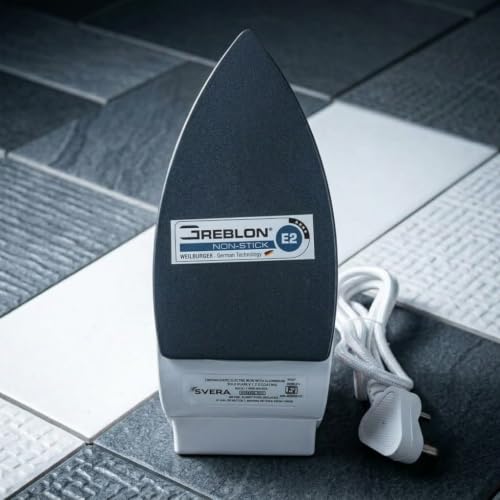 Image of SVERA Iron Turbo 1000W Dry Iron Box | Smooth Glide Non-Stick Soleplate Technology, Precision Temperature Control, Elegant Design & 2-Year Warranty (Blue & White)