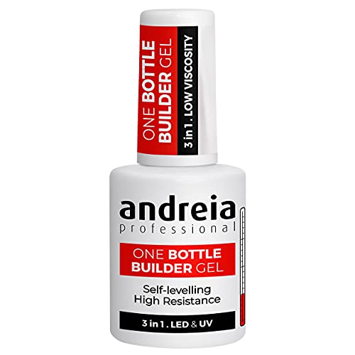 Andreia Gel Construction Ongles - Gel Triphasique UV & LED Professionnel 3-en-1 pour Renforcer l'Ongle ou l'Extension - Formule Basse Viscosité...