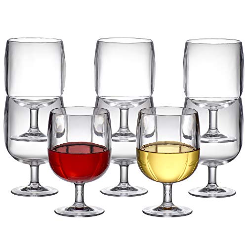 Amazing Abby - Stacy - 12-Ounce Stackable Plastic Wine Glasses (Set Of 8), Reusable Plastic Wine Glasses, Bpa-Free And Shatter-Proof, Perfect For Poolside, Outdoors, Camping, And More #TOP1