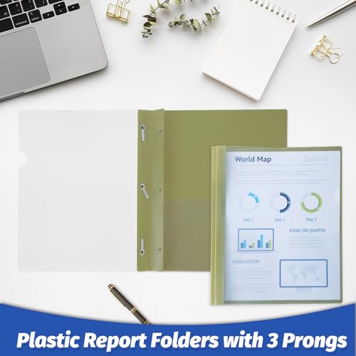 Image of Ndsox 5 Pack Clear Front Report Covers with 3-Prong Fasteners for 8.5 inchx11 inch | Plastic Presentation Folders Clear Front, 3 Prongs Report Covers for Letter Size, Resume Folders for Interview, 5 Colors Back