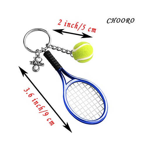 image for CHOORO Tennis Player Gifts 3D Mini Tennis Racket and Tennis Ball Keych