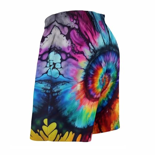 Mens Tie Dye Quick Dry Printed Short Swim Trunks with Mesh Lining Swimwear Bathing Suits4