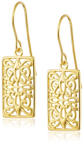 18k Yellow Gold Plated Sterling Silver Celtic Rectangle Drop Earrings