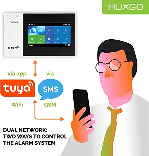 HUXGO, HXA007, WiFi + GSM Funk Alarmanlage mit 4 Bewegungssensor, Alarm für Büro, Haus, Wohnung, Garage, Steuerung über das Handy, TUYA Smart Anwendung, SMS-Benachrichtigungen, Sprache DEUTSCH – Bild 8