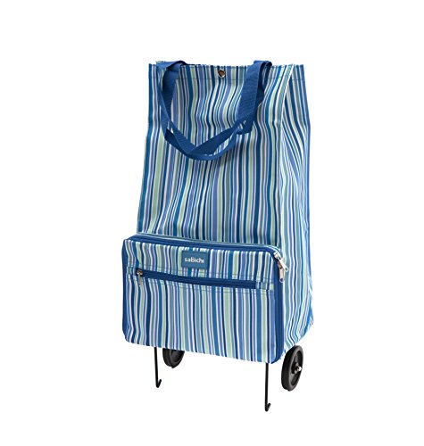 Sabichi - Cesta de la Compra con Ruedas, diseño de Rayas Azules