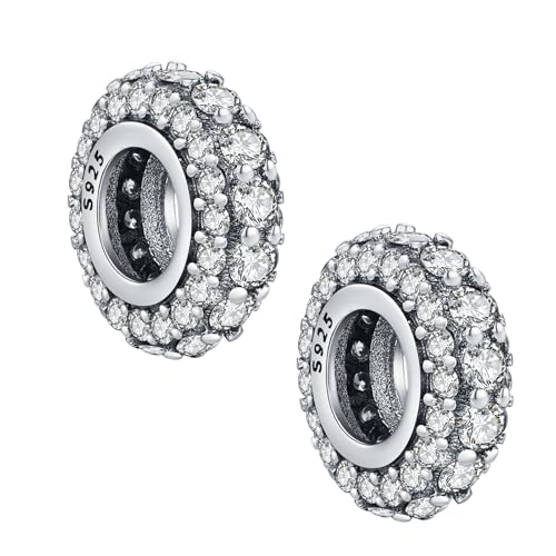 KEQ Cuentas Separadoras y Topes Antideslizantes de Plata 925，Compatibles con Pulseras de Tipo Pandora，Charm con Circonita de Nacimiento   Regalo para el Día de la Madre Joyería para Mujer