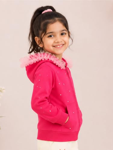 Image of Unisex Kids Solid Full Sleeve Zip Front Open Hooded Sweatshirt