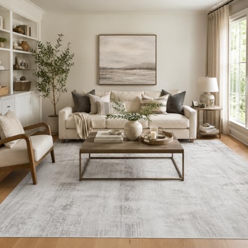 Tapete decorativo rectangular moderno 8x10 gris miniatura 1