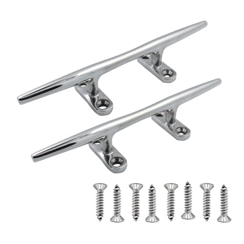 YWZHENYU 4/5/6/8/10 Inch Boat Cleats Marine Dock Cleats 316 Stainless Steel Open Base Cleats for Boat Kayak Mooring and Home Decor of 2 Pcs (4 inch)