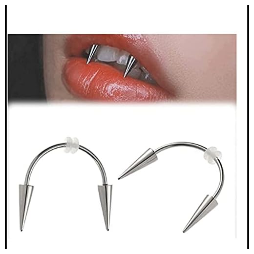 ZXZCHGN Kropp piercing smycken, vampyr läpp piercing, smiley piercing tiger tänder, rostfritt stål leende läpp tiger tänder nagel vampyr piercing smycken, tiger tänder smiley piercing