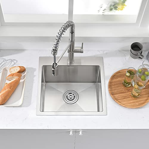 Aschael Bar Sink Drop In,18X18X10 Inch Top Mount Kitchen Sink 16 Gauge Stainless Steel Sink Single Bowl Kitchen Sinks, Deep Kitchen Sink Bar Prep Sink Rv Sink #TOP1