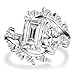 ETERMBOL Unique Toi et Moi Engagement Ring 925 Sterling Silver Women Cubic Zirconia Engagement Ring Emerald&Marquise Cut Leaf Branch Ring Size 6