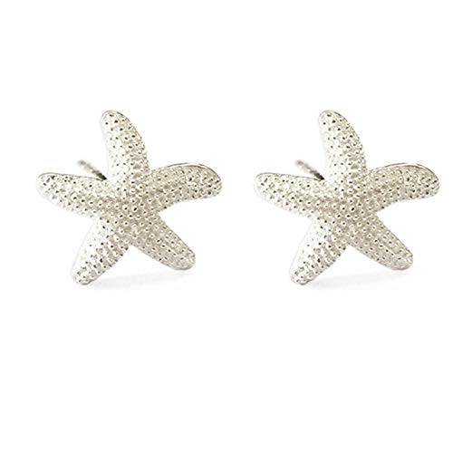 Huggie Starfish Stud Earrings for Women Teen Girls Kids S925 Sterling Silver 18K White Gold Plated Dainty Charm Tiny Small Star Sea Coral Starfish Earrings Post Pin Hypoallergenic Beach Jewelry Gift