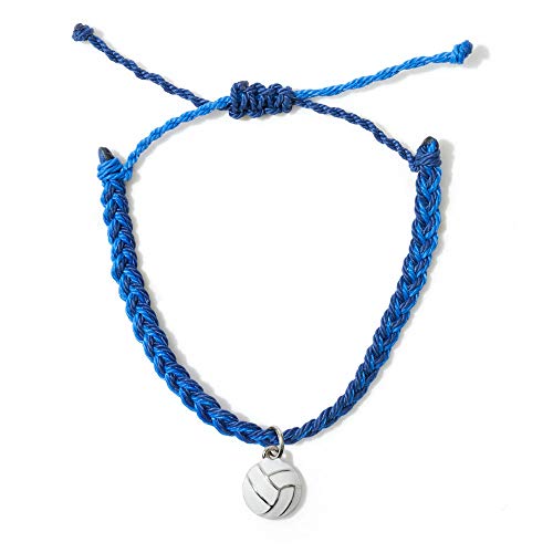 GIMMEDAT Volleyball Heart Sports Charm Bracelet 100% Waterproof Adjustable Jewelry Gift (Blue)