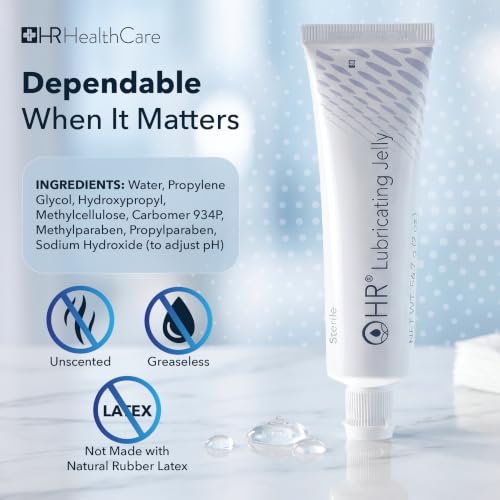 Image of HR Lubricating Jelly 2 Ounce Tube, Box of 12 | Water-Soluble | Non-Greasy | Non-Staining | Latex-Free | Clear & Odorless | for Catheter, Exam, Thermometer & Instruments