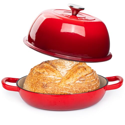 Nuovva 6 Quart Enamelled Cast Iron Dutch Oven, Red