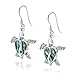 AeraVida Love Life Sea Ocean Turtle Heart Abalone Shell Sterling Silver Dangle Earrings | Elegant Ocean-Inspired Turtle Earrings for Women | Sterling Silver and Abalone Shell Jewelry