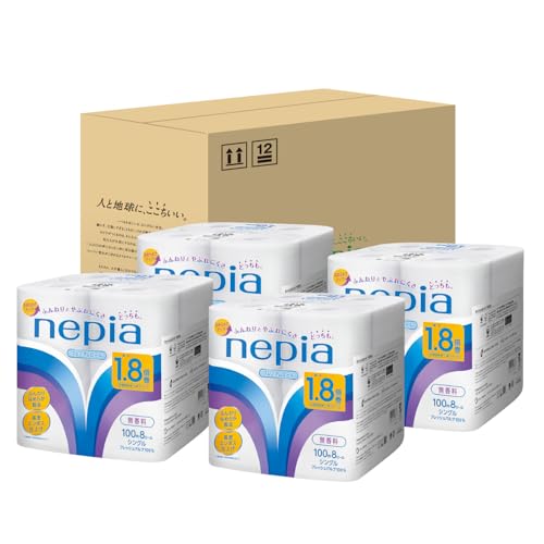 【Amazon.co.jp限定】ネピア トイレットロール 1.8倍巻100m(シングル) 無香料 32ロール(8ロール×4パック)【ハーフケース品】FSC