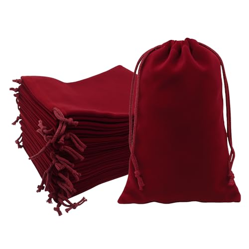 Mandala Crafts 9x12 Maroon Velvet Drawstring Bags for Jewelry Gifts Favors