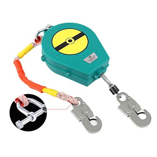 Dispositivo Anticaída Retráctil con Cuerda de Alambre y Gancho, Protección contra Caídas, Carga-150kg, Ideal para Construcción y Uso Industrial Cover