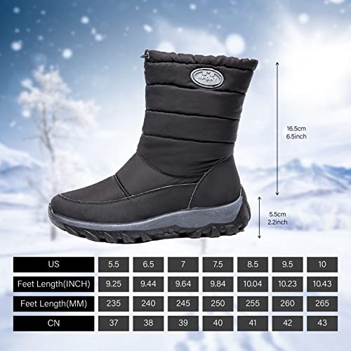Womens Warm Fur Lined Winter Snow Boots Waterproof Mid Calf Boots Outdoor Booties Comfortable Drawstring Winter Shoes For Women #TOP1