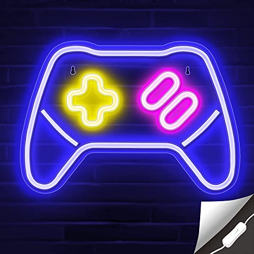 Lumoonosity Game Controller Neon Signs - Gamepad Shaped LED Neon Light for Video/PC Gamer, Streamers - Gaming Console Night Light with On/Off Switch for Wall, Bedroom, Game Room