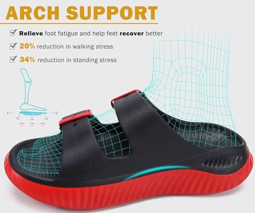 Image of KuaiLu Womens Recovery Sandals With Comfortable Plantar Fasciitis Arch Support, Orthotic Adjustable Thick Cushion Sport Slides Reduces Stress on Feet, Joints & Back Post-Exercise
