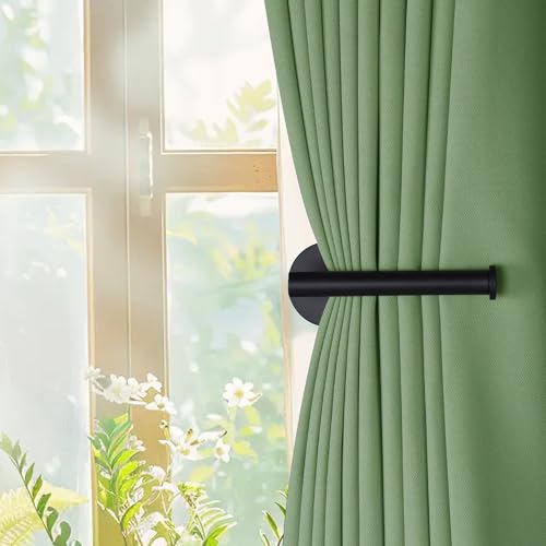 Groleca 2 Pack Curtain Holdbacks No Drill Curtain Tiebacks Self-Adhesive/Screw-in Curtain Holdbacks Curtain Pull Backs Curtain Hooks Curtain Holders Curtain Tie Backs for Curtains (2, Black)