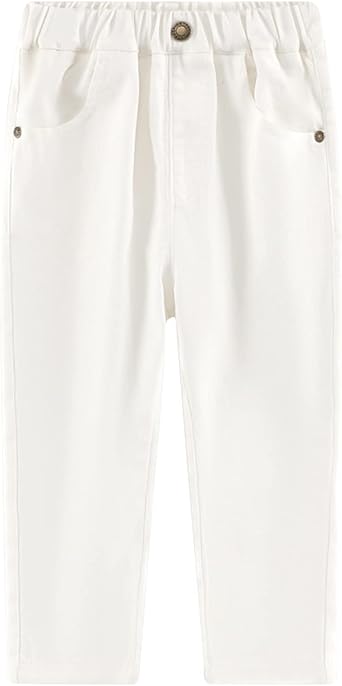 KISBINI Boys Uniform Pants Elastic Waistband Pull On Pants for Kids