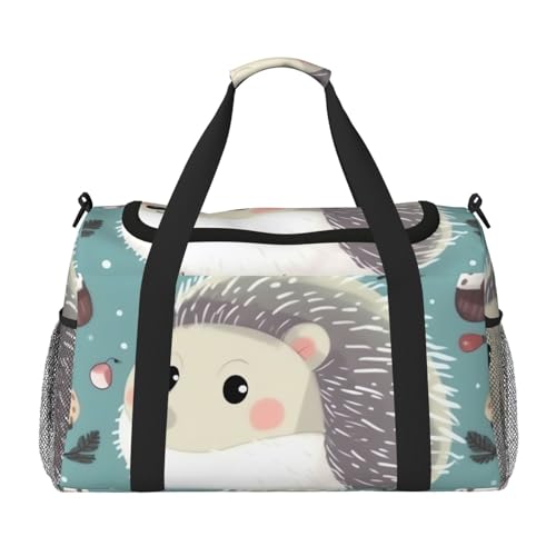 Travel Duffel Bag Lightweight Waterproof Carry On Tote Bag Foldable Weekender Overnight Bags Cute Cartoon Hedgehog Sport Gym Bag For Women Men