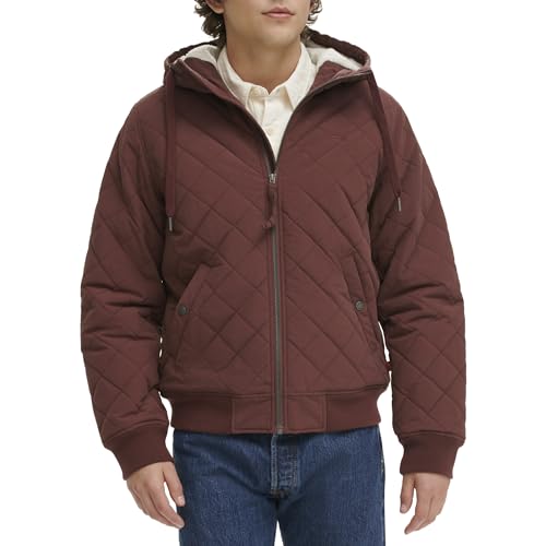 Levi's Men's Diamond Quilted Hoody Bomber with Sherpa Lining