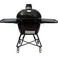 Primo Grills All-in-One Oval Large 300 Ceramic Kamado Grill with Cradle, Side Shelves, and Stainless Steel Grates - PGCLGC (2021), Black