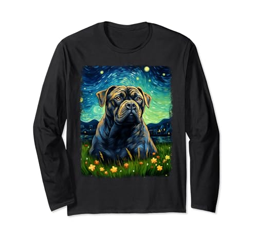 Cane Corso Dog Noche Estrellada Pintura Manga Larga