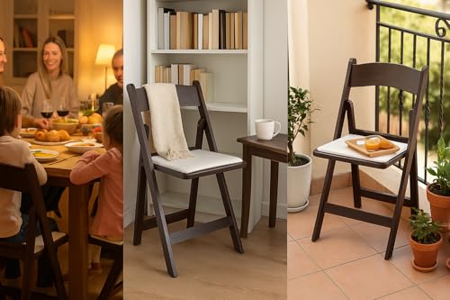 Image of BTEXPERT Resin Folding Chair Vinyl Padded Seat Indoor Outdoor Lightweight Set for Home Event Party Picnic Kitchen Dining Church School Weddings 20 Brown