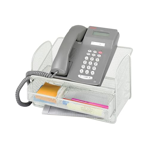 Safco Onyx Phone and Utility Tray with Drawer, Desktop Organizer, Durable Steel Construction, Silver by Safco - Image 2