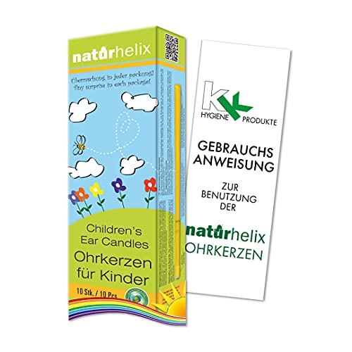 KK Ohrkerzen Naturhelix | Kinderohrkerzen Gebrauchsanweisung zur Ohrkerzenbehandlung | 10 Stück/Packung | Regenbogen (Kamille)