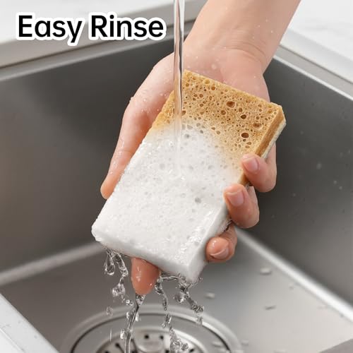 Image of JOYMOOP Textured Clean Sponges, Dual-Sided Non-Scratch Soft Scrub Dish Sponge, Safe for Non-Stick Cookware, Kitchen and Household Cleaning, 36 Pack [Grey & White]