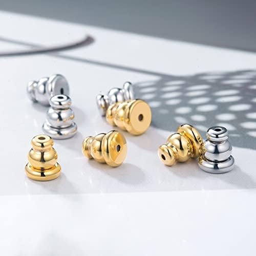 YOIHUR Locking Earring Backs for Studs,925 Silver 18K Gold Bullet Earring Backs Replacements for Studs, Secure Locking Backing for Sensitive Ears(Gold 6 Pairs)