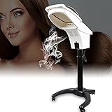 Ultrasonic Ozone Hair Steamer, Micro Mist Salon Styling Floor Hair Steamer Rolling Salon Ozone Hair Care SPA Steamer Oil Treatment with Rolling Floor Stand Base, 7 Light (US Stock)