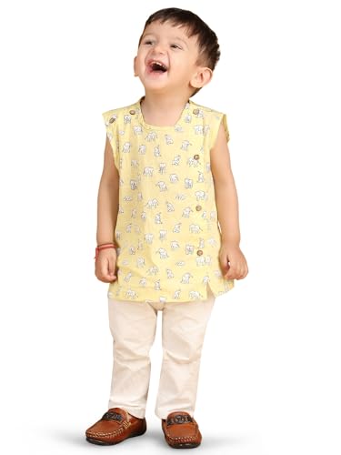 Image of POLKA TOTS Pure Cotton New Born Dress | Ultra-Soft, Breathable & Lightweight Sleeveless Jhabla Pant Set for Baby Boys & Girls | Baby Summer Clothes | Traditional Jabla & Pyjama Set for Newborns