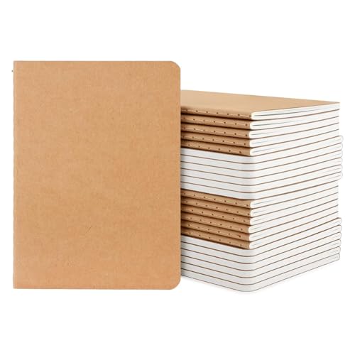 Yarotm Cuaderno A6 Punteado - 24 Piezas Libreta Pequeña 10x14cm - 100 g/m² Papel Punteado Bloc de Notas - 60 Páginas Libreta A6 Kraft Notebooks - Marrón Cuaderno de Notas Diario